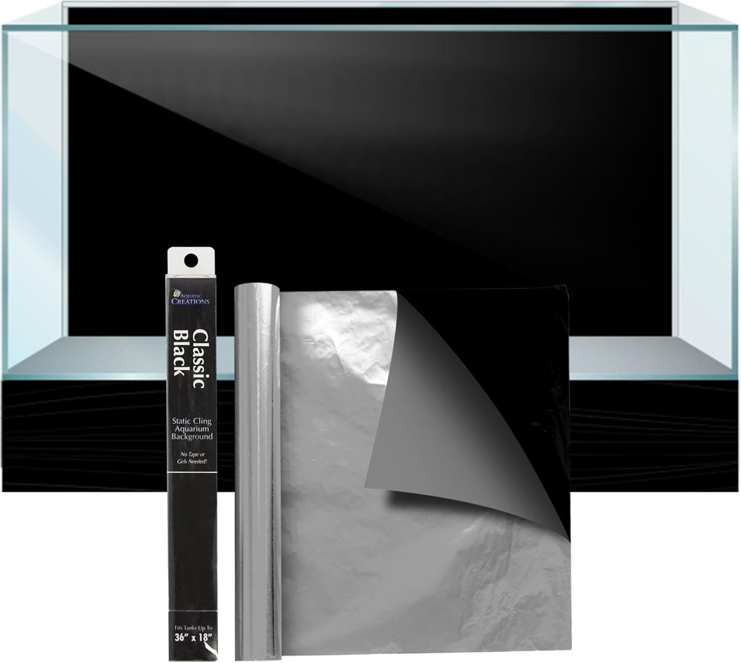Sporn Aquarium Background — Static Cling Black, 36" x 18"