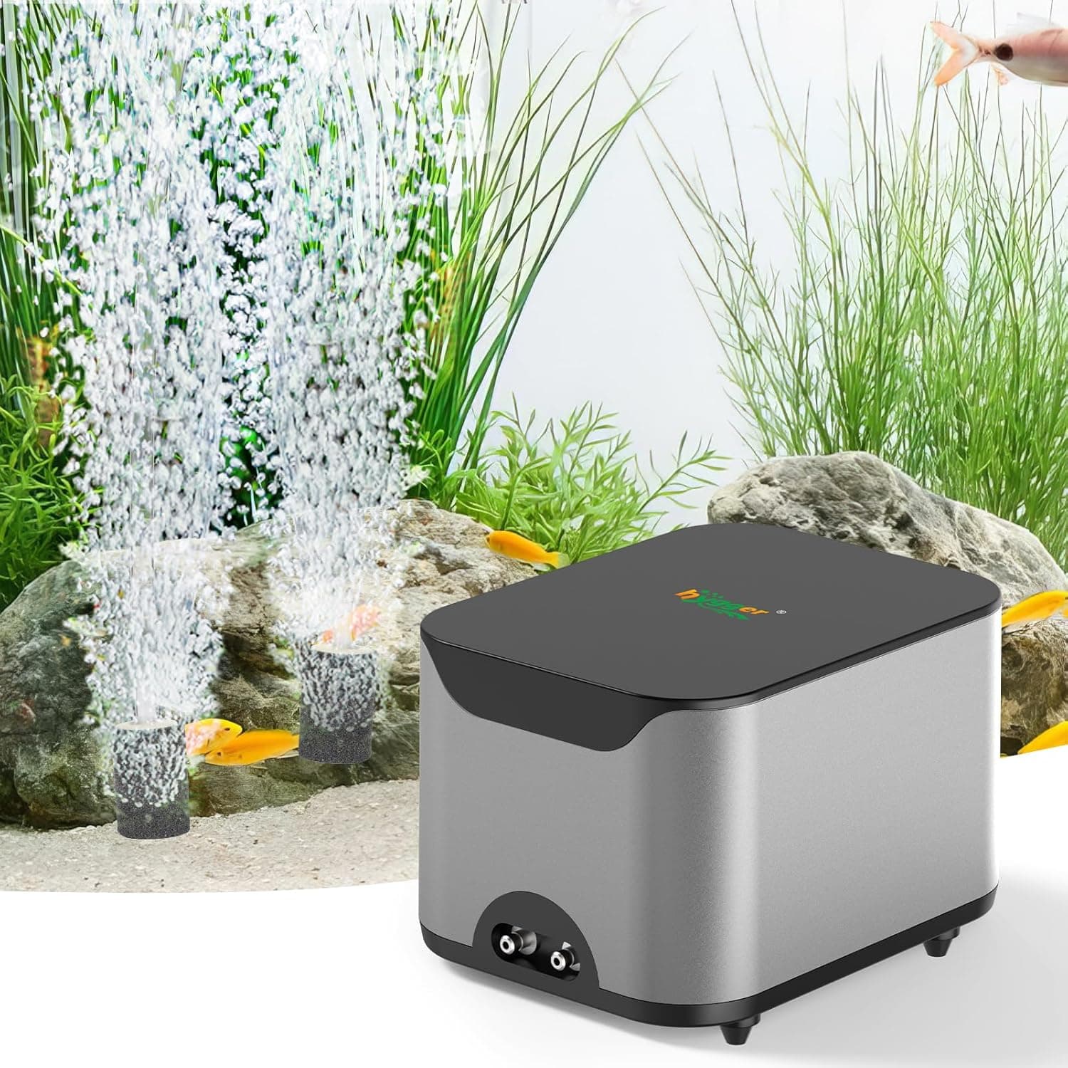 Hygger Ultra Quiet Air Pump 6W — Dual Outlets, Up to 300 Gal